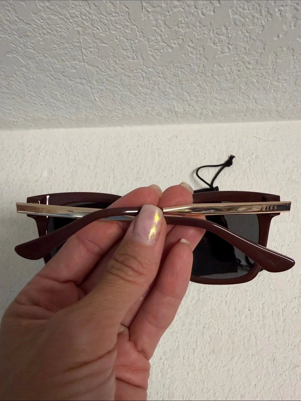 NWOT DIFF Women's Brown Burgundy Square Cat Sunglasses with Dark Lenses